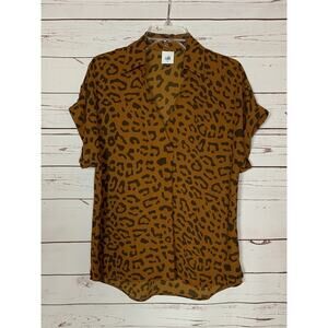 Cabi Women's S Small Brown Replay Leopard Animal Print Top Blouse Style #4345